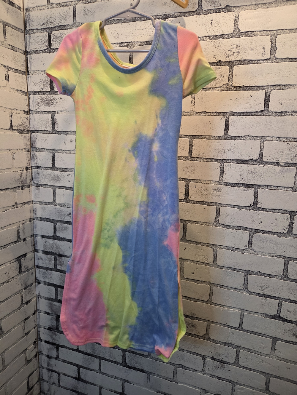 Kids Tie-Dye Short Sleeve Knit Dress - Pastel Multicolor